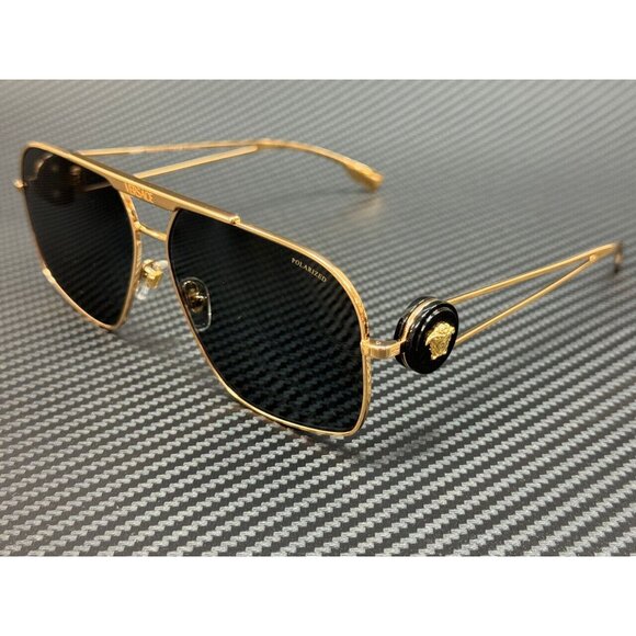 New Versace Polarized Mens Gold Sunglasses - Picture 1 of 5